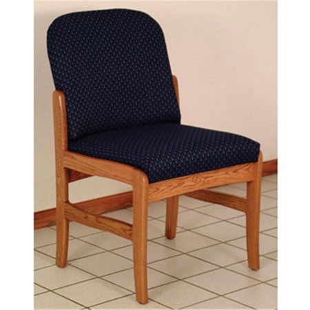 WOODEN MALLET Prairie Armless Guest Chair in Medium Oak - Arch Blue DW10-1MOAB